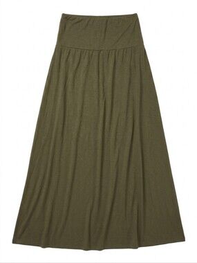 Popana olive green fold over waistband maxi skirt, L. EUC.